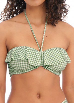 Freya Swim Check In Khaki Bandeau bikiniöverdel D-I kupa mönstrad