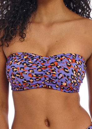 Freya Swim Santiago Nights Leopard bikiniöverdel bandeau D-I kupa